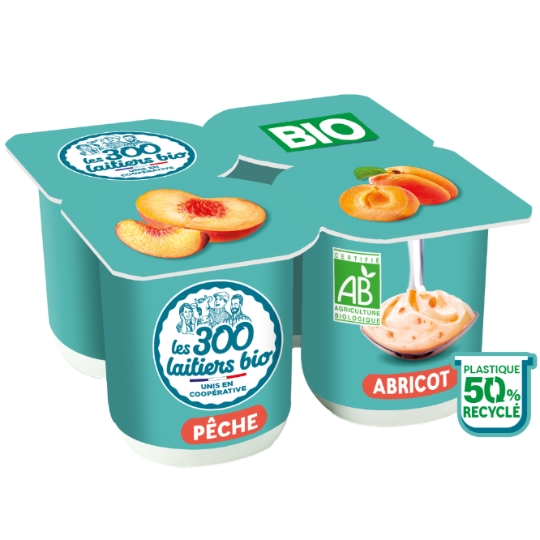 Yaourt abricot pêche brassé Bio LES 300 & BIO