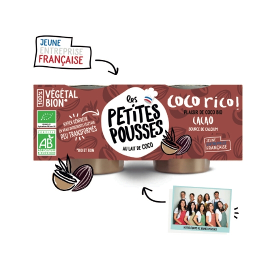Dessert végétal  lait de coco cacao Bio LES PETITES POUSSES