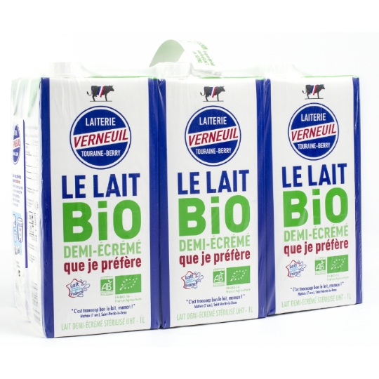 Lait Demi-Ecrémé Stérilisé UHT Bio VERNEUIL