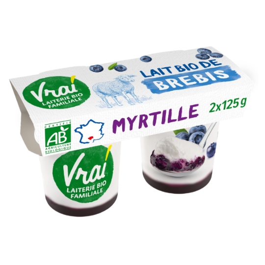 Yaourts bio brebis myrtille VRAI
