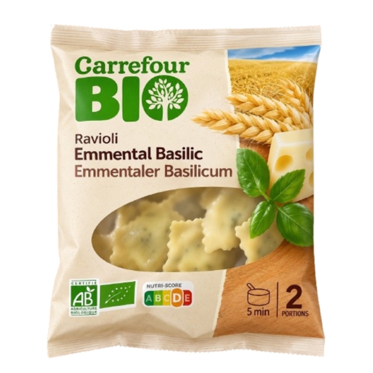 Pâtes Fraîches Ravioli Emmental Basilic CARREFOUR BIO