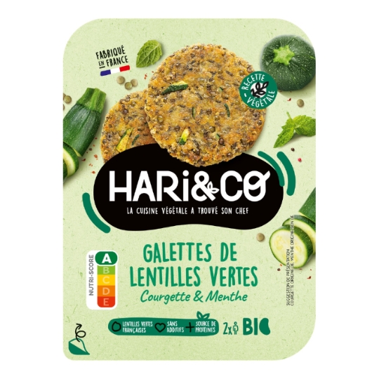 Galettes bio lentilles vertes courgette-menthe HARI & CO