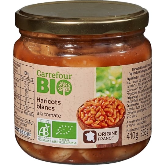 Haricots blancs  à la tomate Bio CARREFOUR BIO