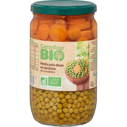 Petits pois carottes  en rondelles Bio CARREFOUR BIO