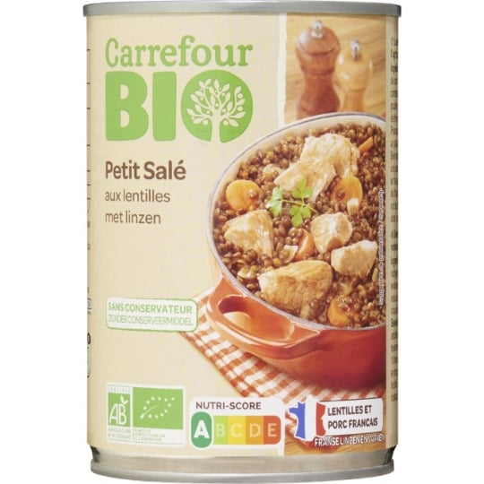 Plat cuisiné petit salé lentilles CARREFOUR BIO