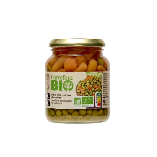 Petits pois très fins jeunes carottes Bio CARREFOUR BIO