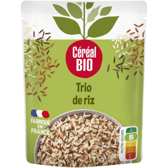 Riz micro-ondes Bio trio  au naturel 2mn CEREAL BIO