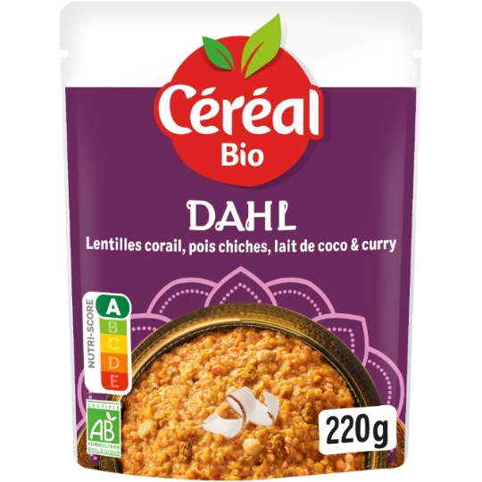 Dahl lentilles corail et pois chiches Bio CEREAL BIO