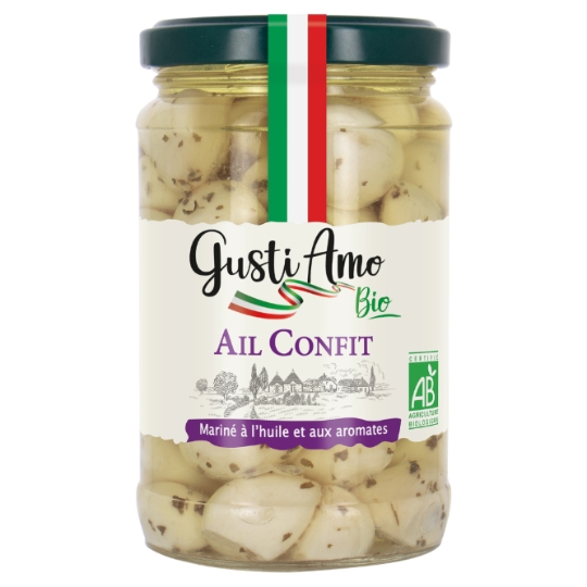 Ail confit mariné à l'huile et aux aromates GUSTI AMO BIO