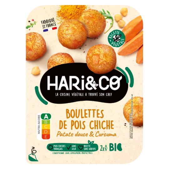 Boulettes de pois chiches patate douce et curcuma Bio HARI&CO