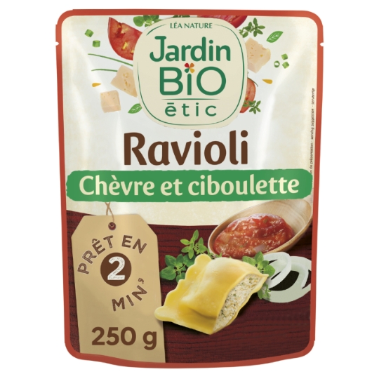 Plat cuisiné ravioli chèvre ciboulette Bio JARDIN BIO ETIC