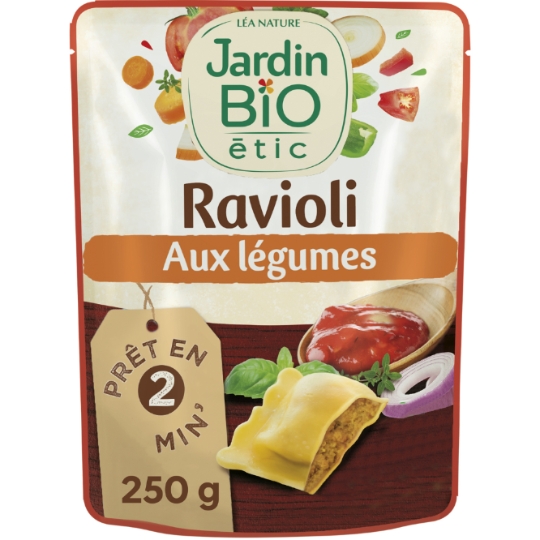 Plat cuisiné ravioli aux légumes Bio JARDIN BIO ETIC