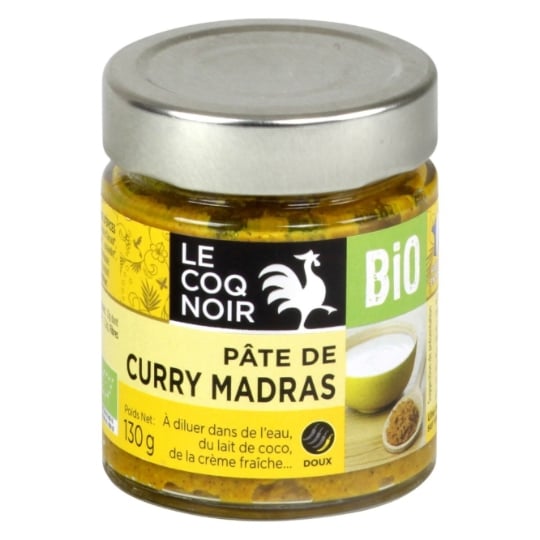 Fonds de sauce bio pâte de curry Madras LE COQ NOIR