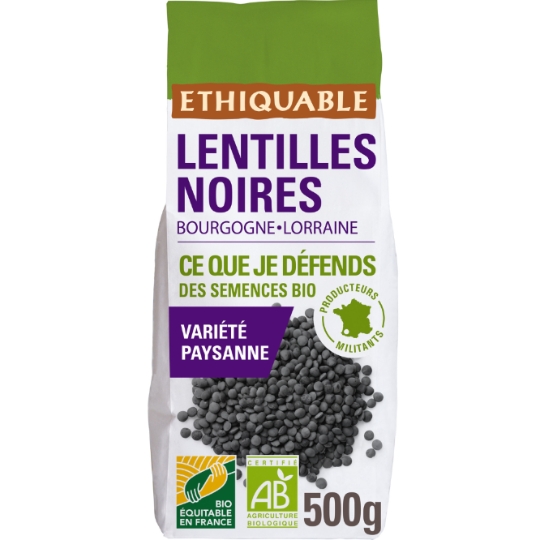 Lentilles Noires Gascogne Bourgogne Bio PAYSANS D'ICI
