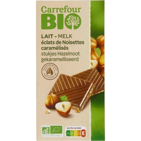 Tablette de Chocolat Lait Noisettes Caramélisées Bio CARREFOUR BIO