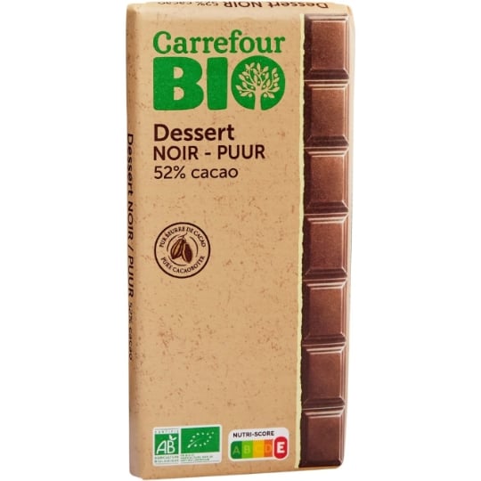 Tablette de Chocolat Noir Dessert 52% Bio CARREFOUR BIO