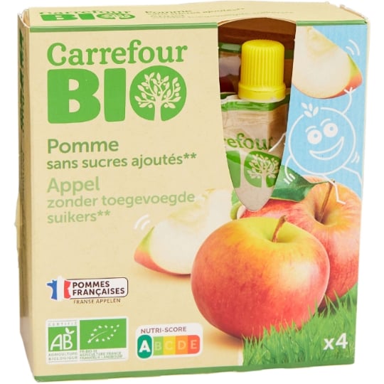 Compote pomme sans sucres ajoutés CARREFOUR BIO