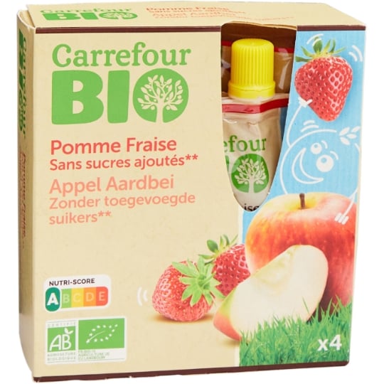 Dessert Fruitier pomme fraise s/sucres ajoutés CARREFOUR BIO