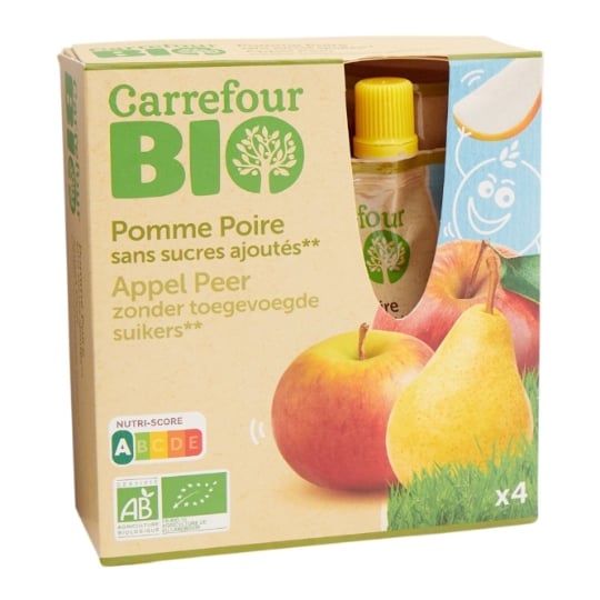Dessert Fruitier pomme poire s/sucres ajoutés Bio CARREFOUR BIO