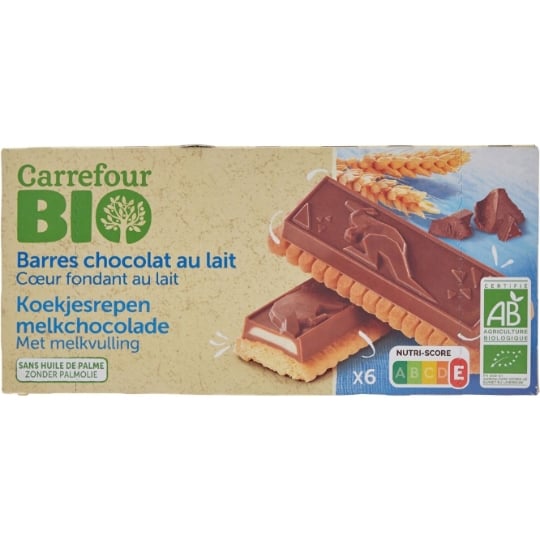 Biscuits Barre Chocolat au Lait Bio CARREFOUR BIO