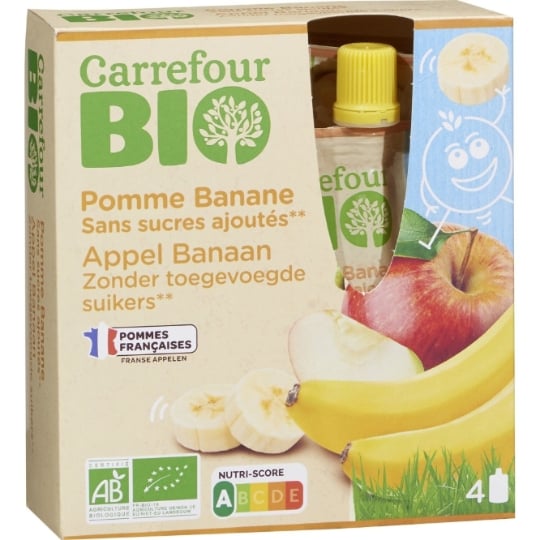Compote pomme banane s/sucres ajoutés CARREFOUR BIO