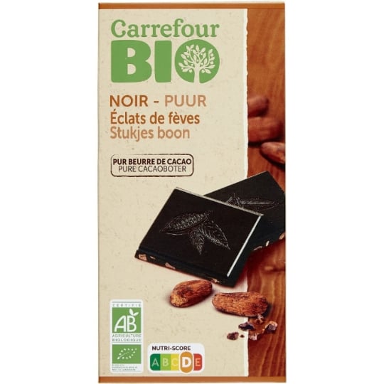 Tablette de Chocolat Noir Éclats de Fèves Bio CARREFOUR BIO