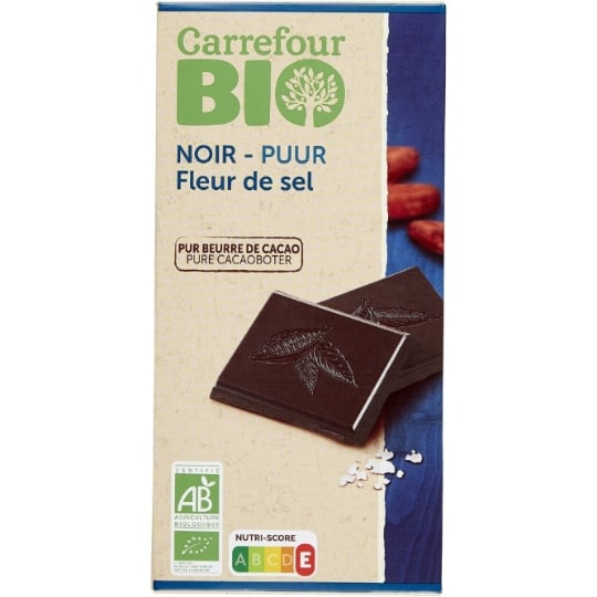Tablette de Chocolat Noir Fleur de Sel Bio CARREFOUR BIO