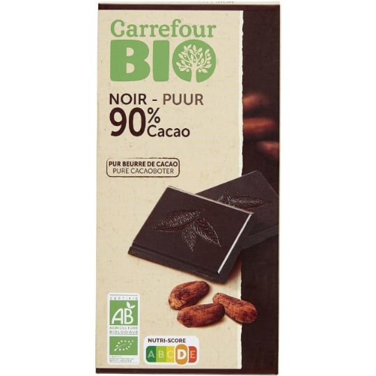 Tablette de Chocolat Noir 90% Bio CARREFOUR BIO