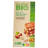 Tablette de Chocolat Lait Noisettes Entières Bio CARREFOUR BIO