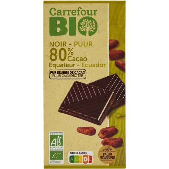 Tablette de Chocolat Noir 80% Bio CARREFOUR BIO