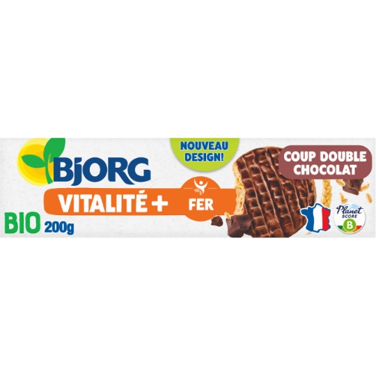 Biscuits bio Coup double sablés nappés chocolat noir BJORG