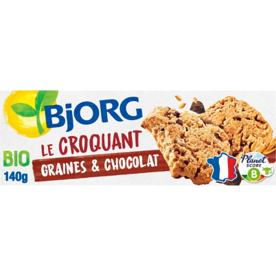 Biscuit croquant graines et choco bio BJORG