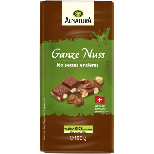 Tablette de chocolat au lait noisettes entières ALNATURA