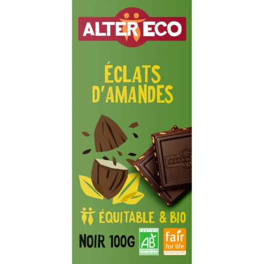Tablette de Chocolat Noir Eclat d'Amande Bio ALTER ECO