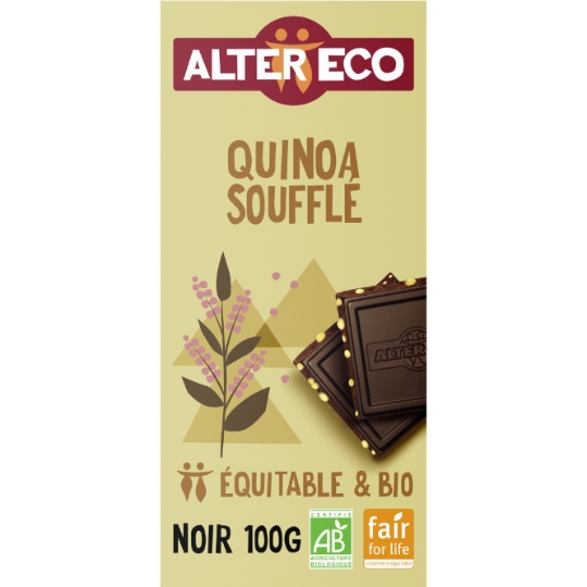 Tablette de Chocolat Noir Quinoa Soufflé Bio ALTER ECO