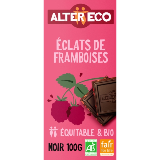 Chocolat noir bio éclats de framboises ALTER ECO