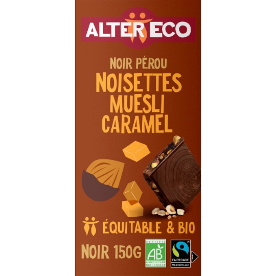 Chocolat noir bio Noisettes muesli caramel ALTER ECO