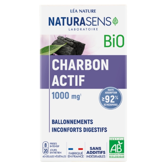 Complément alimentaire Charbon actif Bio pour gaz intestinaux Léa Nature BIOSENS