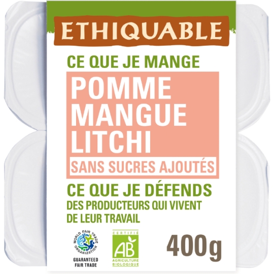 Dessert Fruitier Pomme Mangue Litchi Sans Sucre Ajouté Bio ETHIQUABLE