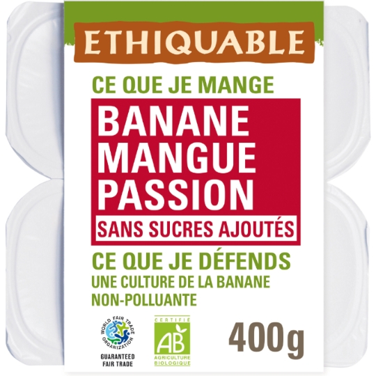 Dessert Fruitier Banane Mangue Passion Sans Sucre Ajouté Bio ETHIQUABLE