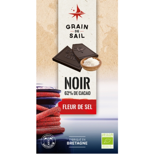 Tablette de Chocolat Noir Fleur de Sel Bio GRAIN DE SAIL