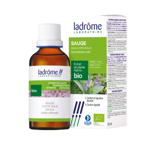 Complément Alimentaire Extrait de Plante Fraîche Bio Sauge Salvia Officinalis LADROME LABORATOIRE