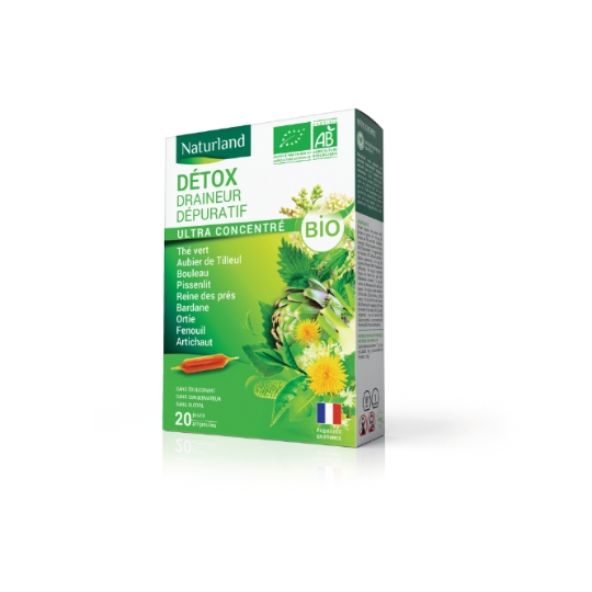Complément alimentaire Detox Draineur Dépuratif 9 Plantes Bio NATURLAND