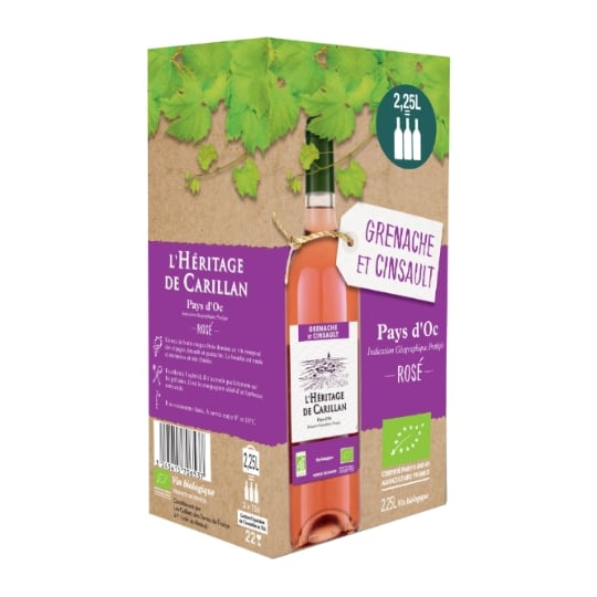 Vin Rosé I.G.P. Pays d'Oc Grenache Et Cinsault Bio L'HERITAGE DE CARILLAN
