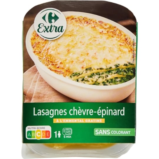 Plat cuisiné lasagnes chèvres épinards CARREFOUR EXTRA