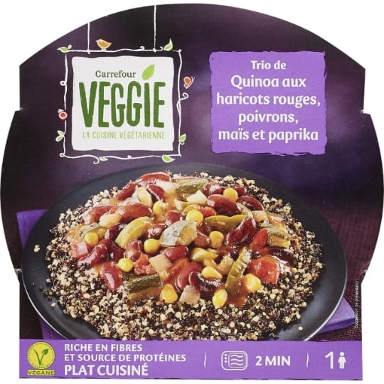 Plat cuisiné trio de quinoa haricot poivron CARREFOUR VEGGIE