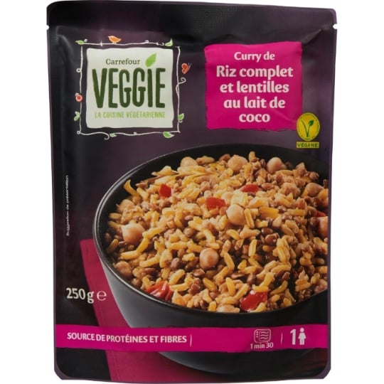 Riz Curry et Lentilles au Lait de Coco 2min CARREFOUR VEGGIE