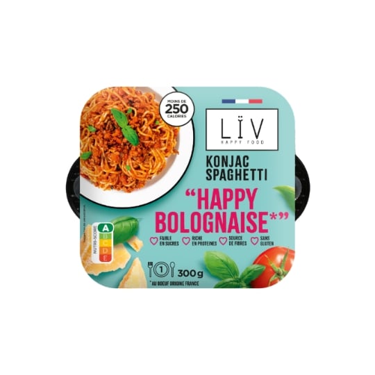 Plat cuisiné spaghetti konjac à la bolognaise LIV HAPPY FOOD