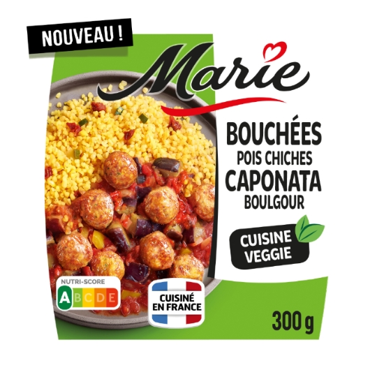 Plat Préparé Bouchées aux Pois Chiches Caponata Boulgour aux Légumes MARIE