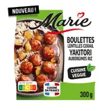 Plat Préparé Boulettes aux Lentilles Corail Sauce Yakitori Aubergine et Riz MARIE